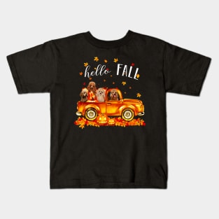 Poodle Hello Fall - Poodle In Car Pumpkin Halloween T-shirt Poodle Autunm Gift Kids T-Shirt